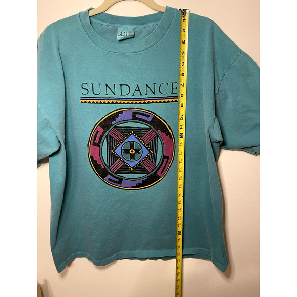 Teal Single-Stitch SUNDANCE Vintage Tee Size Large - Picture 7 of 13